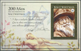 URUGUAY - 2019 - SOUVENIR SHEET MNH ** - 200 Years Of The Birth Of Walt Whitman - Uruguay