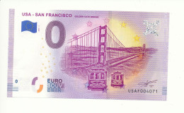 2019-1 - Billet Souvenir - 0 Euro - USAF -  USA - SAN FRANCISCO GOLDEN GATE BRIDGE -  n° 4071 - Essais Privés / Non-officiels