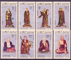 North Vietnam 1971 Folk Sculptures In Tay Phuong Pagoda Set Of 8, MNH - Vietnam