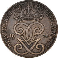 Monnaie, Suède, Gustaf V, 2 Öre, 1938, TTB+, Bronze, KM:778 - Suède