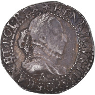 Monnaie, France, Henri III, 1/2 Franc Au Col Plat, 1587, Paris, TTB, Argent - 1574-1589 Henri III