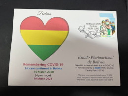 10-3-2024 (2 Y 37) COVID-19 4th Anniversary - Bolivia - 10 March 2024 (with OZ Doctor COVID-19 Stamp) - Malattie
