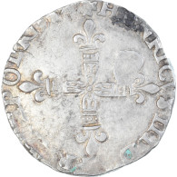 Monnaie, France, Henri III, 1/4 Ecu, 1584, Bayonne, TTB, Argent, Gadoury:494 - 1574-1589 Enrico III