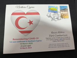 10-3-2024 (2 Y 37) COVID-19 4th Anniversary - Northern Cyprus - 10 March 2024 (with N. Cyprus Flag Stamp) - Malattie