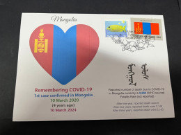 10-3-2024 (2 Y 37) COVID-19 4th Anniversary - Mongolia - 10 March 2024 (with Mongolia UN Flag Stamp) - Malattie