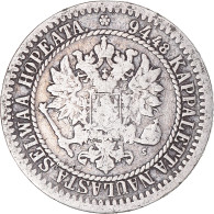 Monnaie, Finlande, Alexander II, Markka, 1865, Helsinki, B+, Argent, KM:3.1 - Finnland