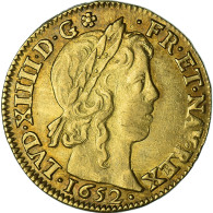 Monnaie, France, Louis XIV, Louis D'or à La Mèche Longue, 1652, Rouen, TTB+ - 1643-1715 Louis XIV Le Grand