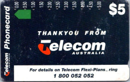 9-3-2024 (Phonecard) Thank You From Telecom - $ 5.00 Phonecard - Carte De Téléphoone (1 Card) Thin Bent - Australia