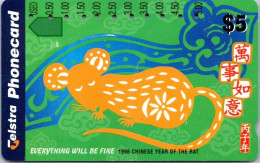 9-3-2024 (Phonecard) Chinese New Year Rat - $ 5.00 - Phonecard - Carte De Téléphoone (1 Card) Thin Bent - Australien