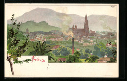 Künstler-AK Heinrich Kley: Freiburg, Teilansicht Mit Kirche  - Kley