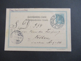 Österreich / Tschechien 1903 GA 5 Heller K2 Karolinenthal Karlin Nach Cöthen Anhalt / Stempel Prag - Karolinenthal - Cartes Postales