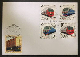 Russia 2021 European Year Of Rail Commuter Trains Peterspost Set Of 4 Stamps FDC - FDC