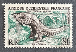 FRAWA0052U1 - Nature Conservation - Pangolin - 8 F Used Stamp - AOF - 1955 - Usati