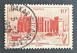 FRAWA0039U2 - Djenné Mosque - French Sudan - 10 F Used Stamp - AOF - 1947 - Gebraucht
