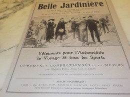 ANCIENNE PUBLICITE VETEMENTS POUR AUTOMOBILE  MAGASIN BELLE JARDINIERE  1921 - Pubblicitari