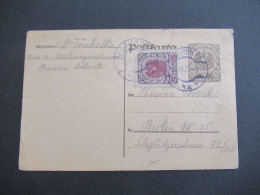 Österreich 1921 Deutschösterreich 1 Krone Mit Zusatzfrankatur 5 Kronen Auslands PK Wien - Berlin - Tarjetas