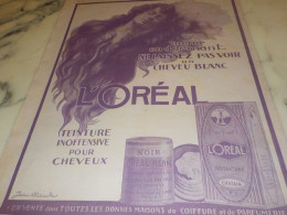 ANCIENNE PUBLICITE CHEVEUX BLANCS MEME EN DORMANT  L OREAL 1921 - Pubblicitari