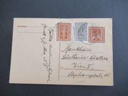 Österreich 1923 Inflation Ganzsache 50 Kronen Mit 2x Zusatzfrankaturen Stempel Bruck An Der Leitha Nach Wien Gesendet - Cartes Postales