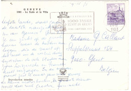 CARTOLINA GINEVRA PER BELGIO SPEDITA DA AUSTRIA CON ANNULLO TARGHETTA - Covers & Documents