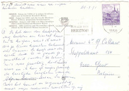 CARTOLINA GINEVRA PER BELGIO SPEDITA DA AUSTRIA CON ANNULLO TARGHETTA - Storia Postale