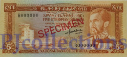 ETHIOPIA 5 DOLLARS 1966 PICK 26s SPECIMEN UNC RARE - Ethiopie