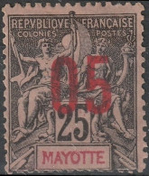 MAYOTTE 25 (*) MNG Type Groupe Surchargé 1912 Colonie Française [ColCla] - Ungebraucht