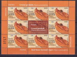 MONTENEGRO 2023,FAUNA,SNAKES,RED NOSE,HORNED VIPER,SHEET,WIGNETTE,MNH - Serpents