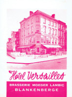 Ancien Dépliant Présentant L'Hôtel Versailles (Brasserie Moeder Lambic) à Blankenberge - Toeristische Brochures