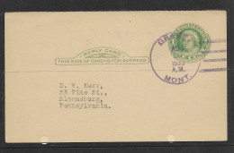 Postal Stationary - REPLY CARD - ONE CENT - Martha Washington 1935 Grant. Montana - Pennsylvania ** Postkarte - 1921-40