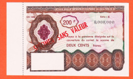 7224 / ⭐ ♥️ Cheque De Voyage 200 F SPECIMEN Sans VALEUR Outil Dictatique PTT Instruction Personnel POSTE - Fiktive & Specimen