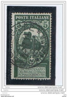 REGNO:  1911  UNITA'  D' ITALIA  -  5 C. VERDE  US. -  SASS. 93 - Used