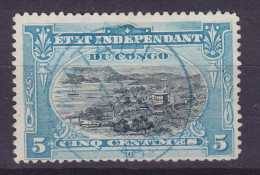 Belgian Congo 1895 Mi. 14, 5c. Hafen Von Matadi Grünlichblau/schwarz Deluxe (Blue) TADI 1895 Cancel !! (2 Scans) - Usados