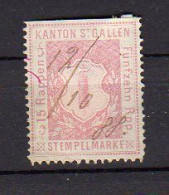 SUISSE     Timbre Fiscal  Canton De St Gallen - Revenue Stamps