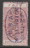 NZ 1882 LONGTYPE 4s QV REVENUE SOTN UBA WELLINGTON NZ OVAL CANCEL - Post-fiscaal