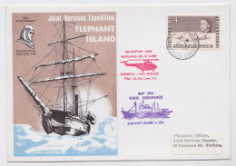 Antarctique BAT Britsh Antarctic Territory Elephant Island Lettre Par Hélicoptère Helicopter Ship Stamp Mail Shackleton - Lettres & Documents