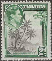 JAMAICA 1938  King George VI - Coco Palms At Don Christopher's Cove - 2d. - Black And Green MH - Jamaica (...-1961)