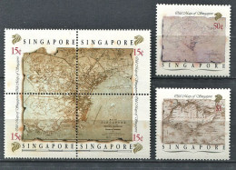264 SINGAPOUR 1989 - Yvert 552/57 - Carte Geo Ancienne - Neuf ** (MNH) Sans Charniere - Singapour (1959-...)