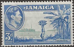 JAMAICA 1938 King George VI - Bananas - 3d. - Blue And Green MH - Jamaica (...-1961)