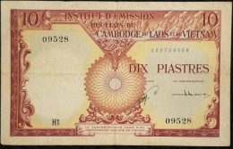 Indochina Indochine Vietnam Viet Nam Laos Cambodia 10 Piastres VF Banknote Note / Billet 1953 - Pick # 96a / 02 Photos - Indocina