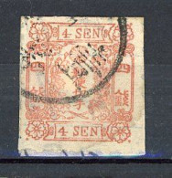 JAPON -  1874 Yv. N° 19 Sur Papier à Lettre  (o) 4s Rose  Cote 40 Euro BE  2 Scans - Used Stamps