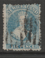 CLASSIC NEW ZEALAND 6d BLUE CHALON WATERMARK STAR P12.5 - Gebruikt