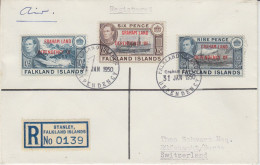 Falkland Islands Dependencies (FID) Grahamland Reg. Cover Ca 31 JAN 1950 Last Day Of Use Pmm (FG155) - Georgias Del Sur (Islas)