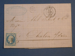 DL 6  FRANCE  BELLE LETTRE   1862 PETIT BUREAU CHAGNY  A   CHALONS  + NAP. N° 14  BIEN MARGé+AFF. INTERESSANT+ - 1849-1876: Periodo Classico