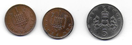 (Monnaies). GB. Grande Bretagne. Lot N°1. 1 New Penny 1971, 75 Et 5 NP 1968 - Otros & Sin Clasificación