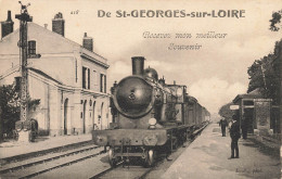 St Georges Sur Loire * La Gare , Train Locomotive Machine * Ligne Chemin De Fer Maine Et Loire * Villageois - Saint Georges Sur Loire
