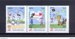 2017- Libya- Libye- National Children's Day - Butterflies, Camel, Flag, Love- Strip Of 3 Stamps- MNH** - Libyen