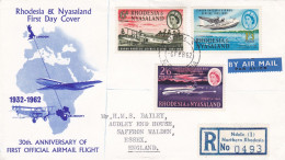 30th Anniversary Of First Official Airmail Flight - 1962 (FDC) - Rodesia & Nyasaland (1954-1963)