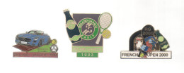 PINS PIN'S TENNIS PERRIER RG ROLAND GARROS PERRIER MERCEDES LOT 3 PINS - Tenis