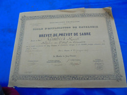 Brevet Prévot De Sabre R. Gimbres 8° Régiment De Cuirassiers 1907 Escrime - Documenti