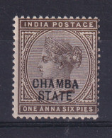 India - Chamba: 1887/95   QV 'Chamba State' OVPT   SG4    1a 6p    MH - Chamba